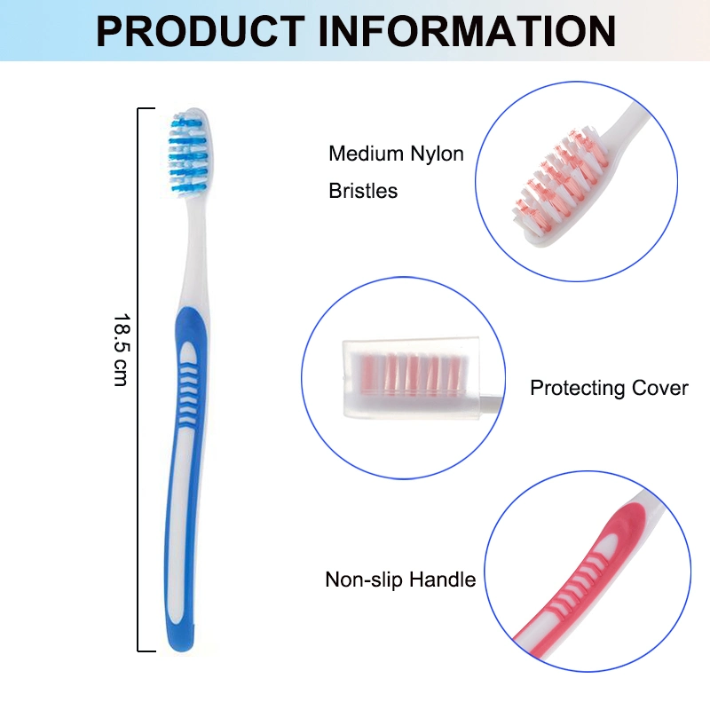 Personal Care Adult Plastic Toothbrush Reusable Supermarket Supply Medium Bristles